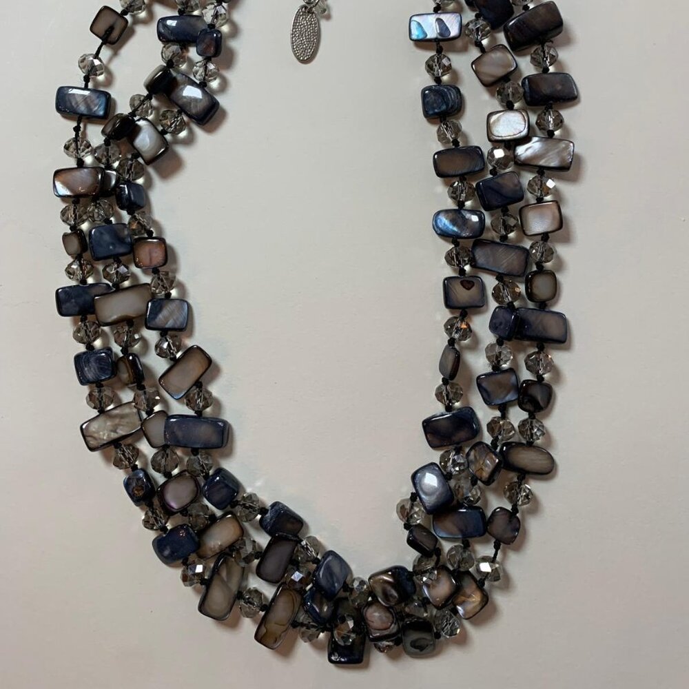 Grey Beaded Multi-Strand Necklace